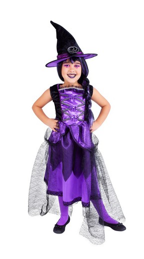 Disfraz infantil de bruja chic lila