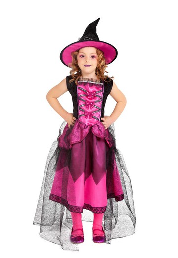 Disfraz infantil de bruja chic rosa