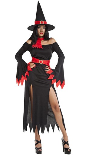 Costume de sorcière noire et rouge