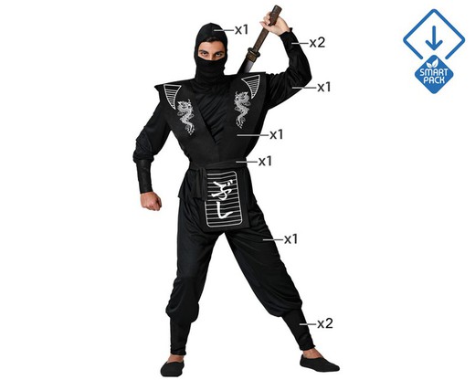 Disfraz de ninja negro adulto