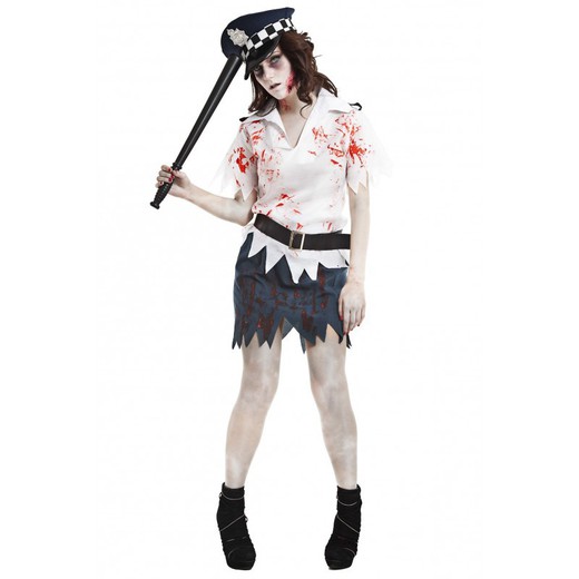 Disfraz adulto de policia zombie mujer