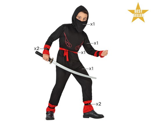 Disfraz ninja rojo infantil