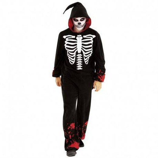 One-size-fits-all skeleton pajama costume