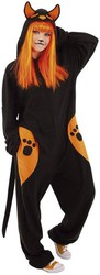 One-size-fits-all black cat pajama costume