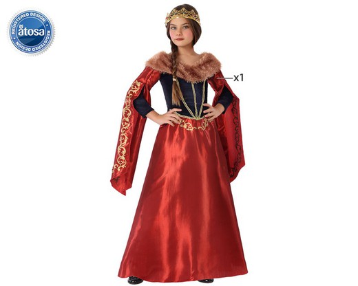 Disfraz reina medieval rojo infantil