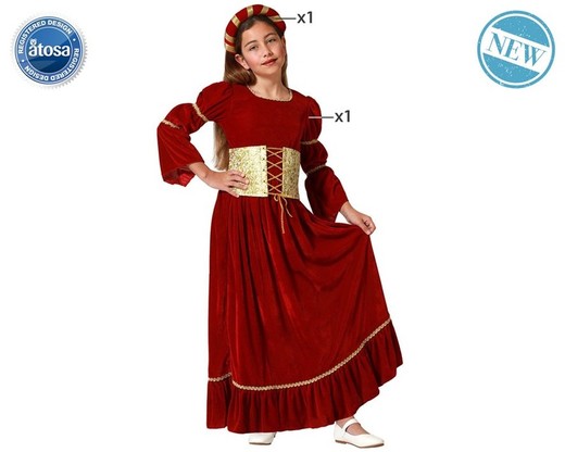 Disfraz Reina medieval Rojo infantil