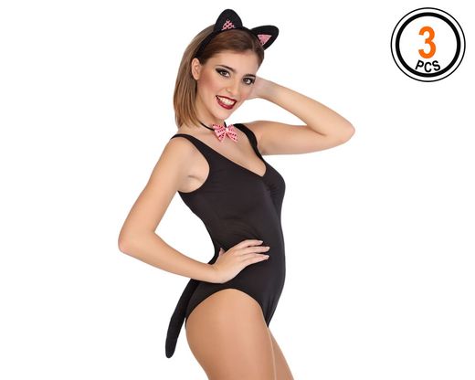 Acc Carnaval Diadema,Cola Y Pajarita Gatita 3 Pcs 33936