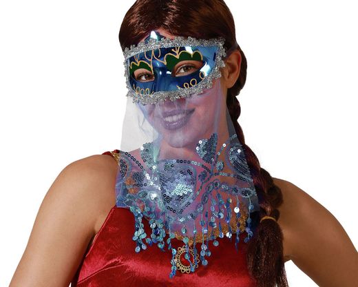 Antifaz Con Velo Azul 76286