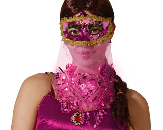 Antifaz Con Velo Fucsia 76285