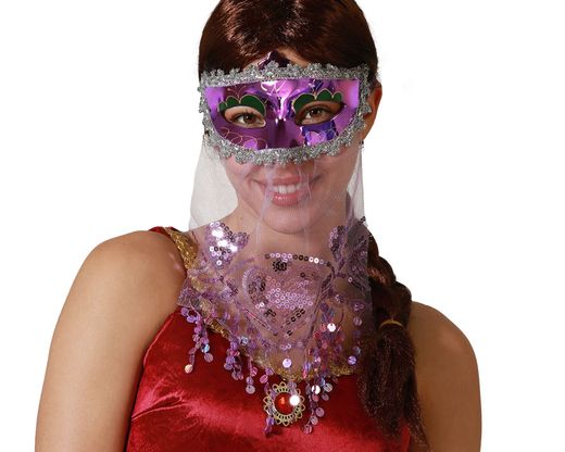 Antifaz Con Velo Morado 76284