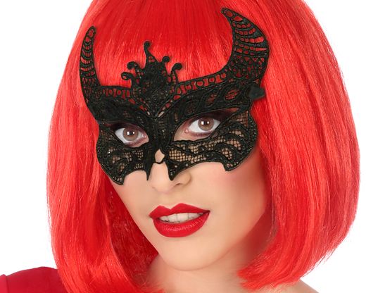 Antifaz Halloween Demonia Negro