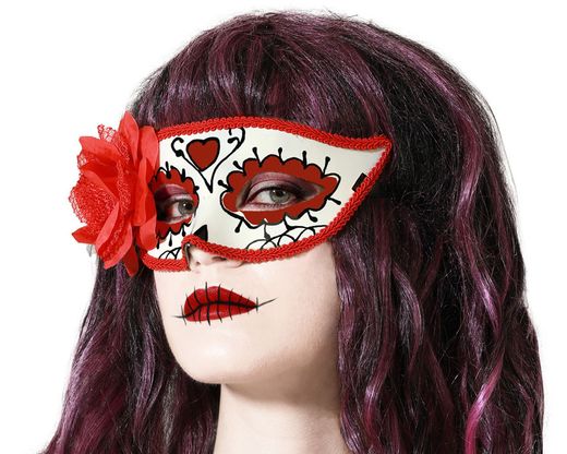 Antifaz Muerte Mexicana Rojo