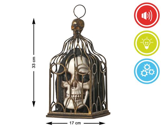 Cabeza Calavera Enjaulada 33X17X17 Cm Luz / Sonido / Movimiento