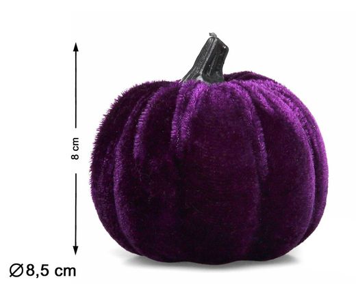 Calabaza Flocada Halloween Morado 8 * 8.5 Cm