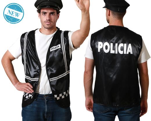 Chaleco Policia Negro Adulto 83750