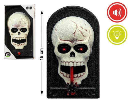 Colgante Puerta Halloween 11X19X5.5Cm Calavera Luz/Sonido