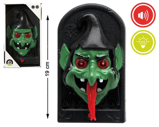 Colgante Puerta Halloween 11X19X5Cm Bruja Luz/Sonido