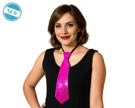 Corbata Lentejuelas Rosa Neon 83608