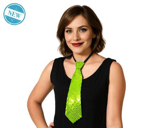 Corbata Lentejuelas Verde Neon 83610