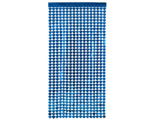 Cortina Metalizada 200 X 100 Cm  Corazones Azul 77723