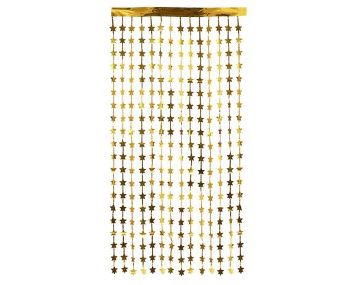 Cortina Metalizada 200 X 100 Cm  Estrellas Dorado 77827
