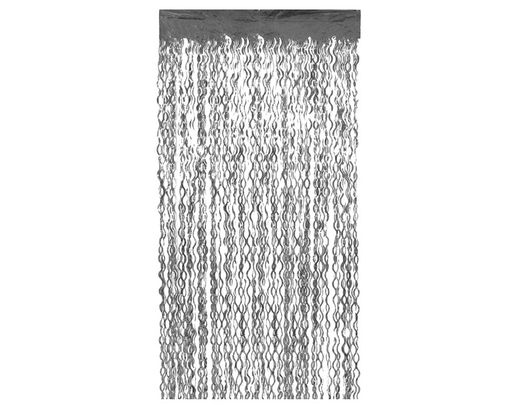 Cortina Metalizada 200 X 100 Cm  Ondas  Plateado 77724