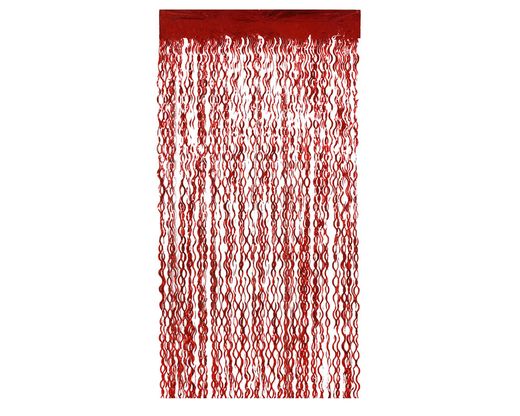 Cortina Metalizada 200 X 100 Cm  Ondas  Rojo 77725