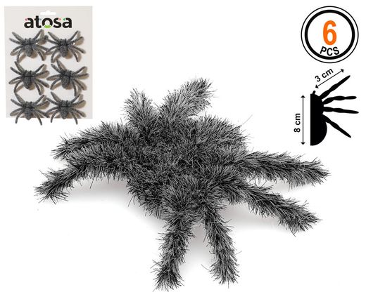 Decoracion Arañas 8X6 Cm Gris 6 U