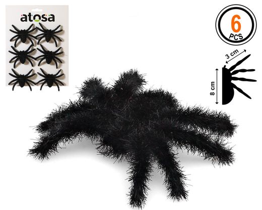 Decoracion Arañas 8X6 Cm Negro 6 U