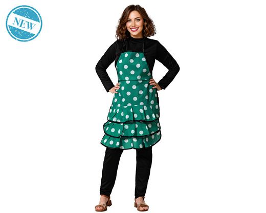 Delantal Flamenca Lunares Verde Adulto 84012