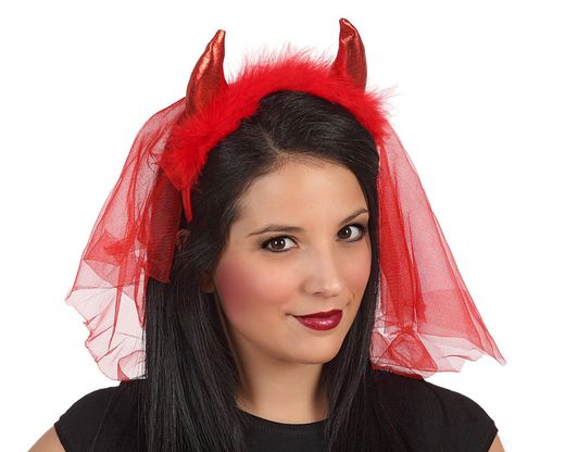 Diadema Cuernos Demonio Con Velo 50613