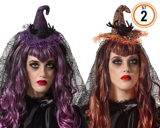 Diadema De Bruja Con Velo 2 St.