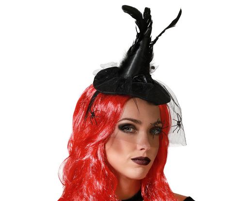 Diadema De Bruja Plumas Negro