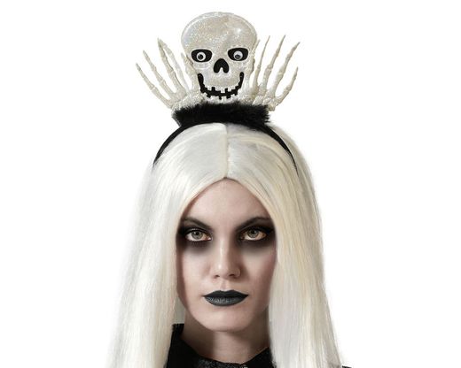 Diadema Halloween Calavera Plateado