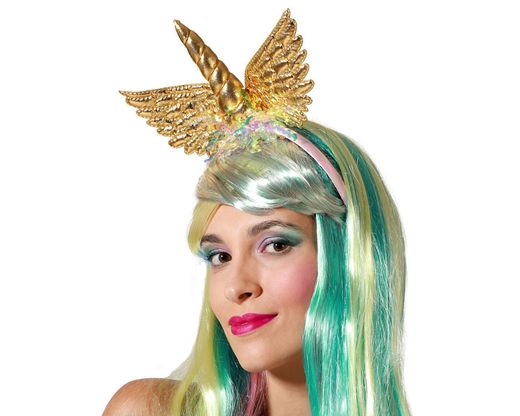 Diadema Unicornio Con Alas Dorado 78021