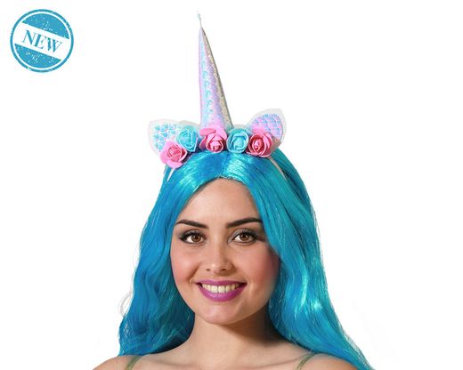 Diadema Unicornio Con Flores Iridiscente 83374