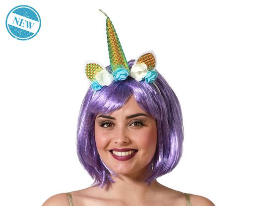 Diadema Unicornio Con Flores Iridiscente 83375