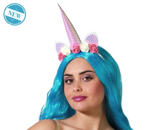 Diadema Unicornio Con Flores Iridiscente 83376