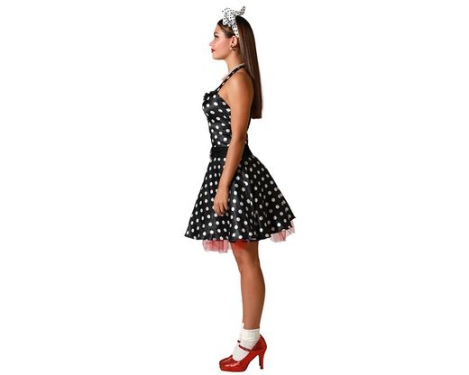 Disfraz Años 50 a lunares Negro Adulta