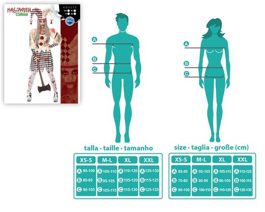 Disfraz arlequin sangriento mujer