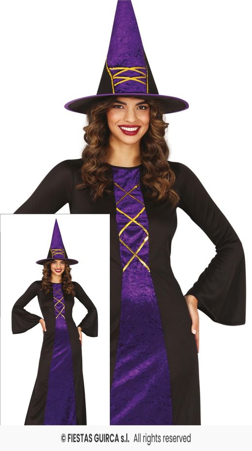Disfraz bruja negro-lila adulta