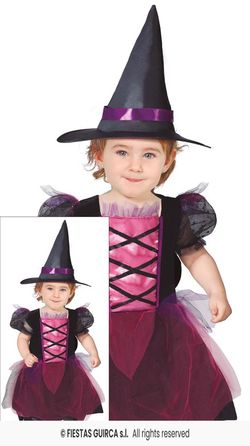 Disfraz infantil bruja rosa bebé