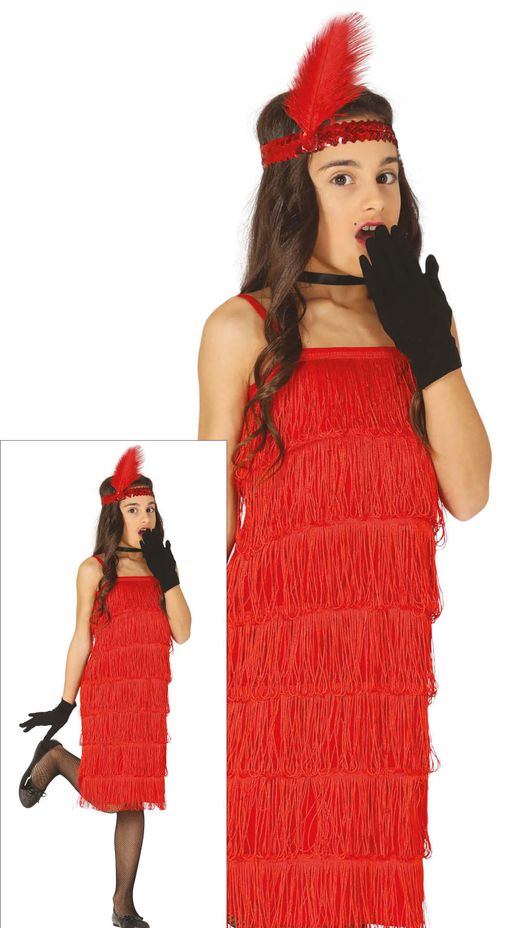 Disfraz Charleston Rojo flecos infantil