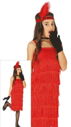 Disfraz Charleston Rojo flecos infantil