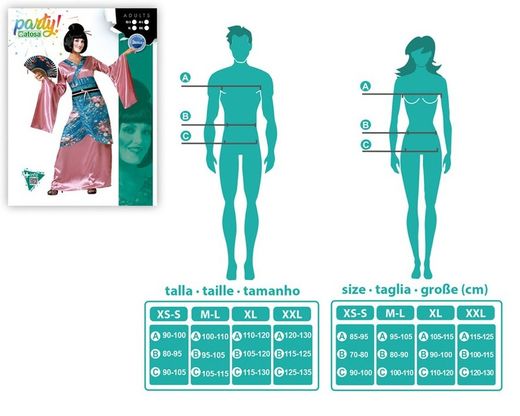 Disfraz China-Geisha kimono rosa mujer