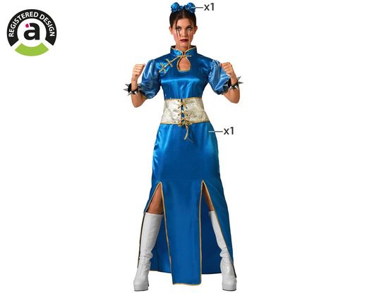 Disfraz China kimono Manga Azul Adulta