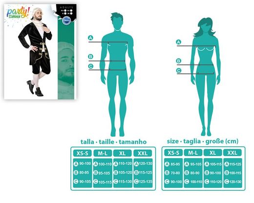 Disfraz cortesano negro adulto