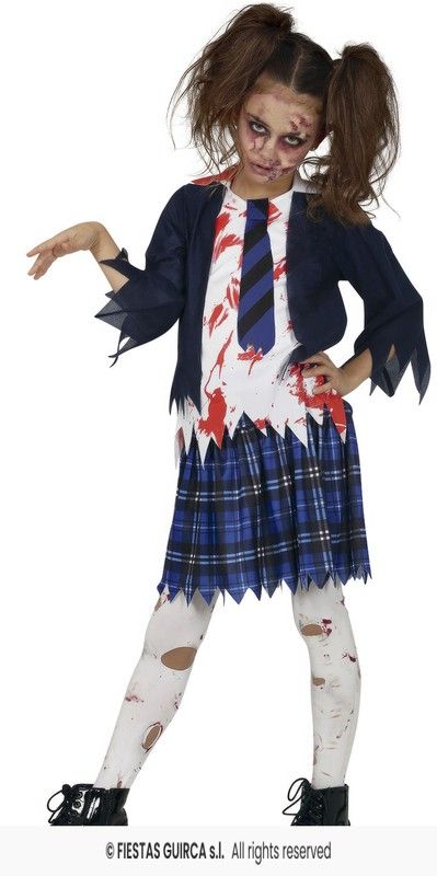 Disfraz infantil de colegiala zombi