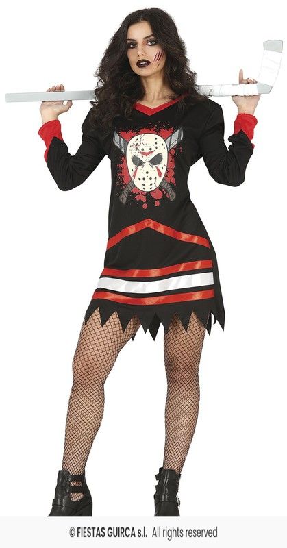 Disfraz adulto de jugadora de hokey zombie