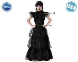 Disfraz de Miércoles Addams fiesta infantil con Mano la cosa familia addams